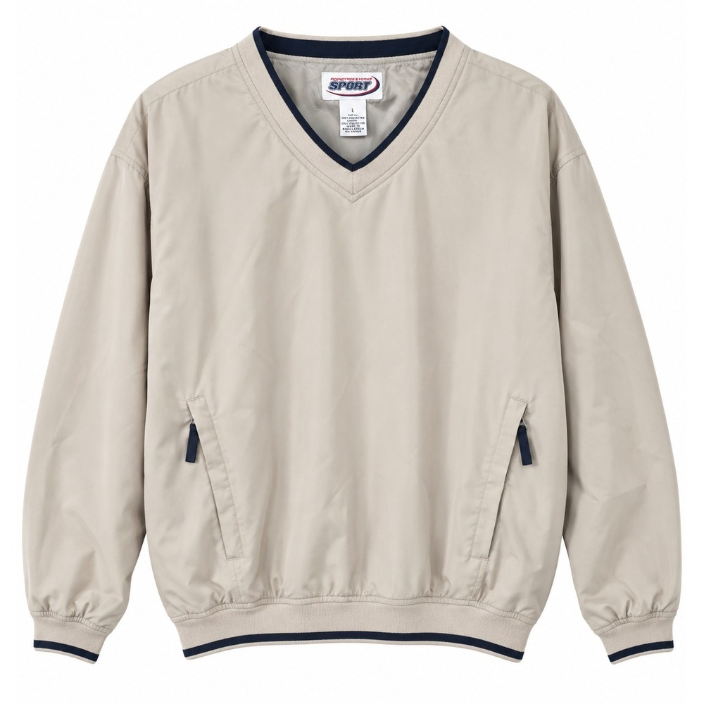 Vintage Roundtree & Yorke Sport Windbreaker Mens L Beige V Neck Pullover 90s